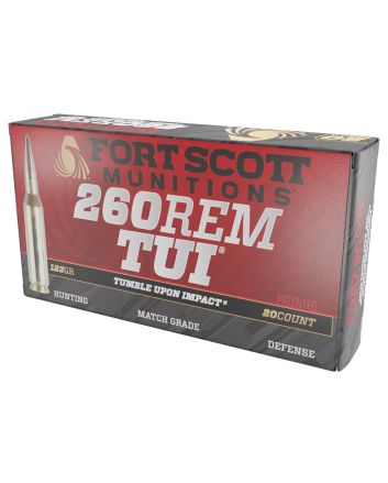 Fort Scott Munitions 260123SCV2 Tumble Upon Impact (TUI)260Rem 123gr Solid Copper Spun 20 Per Box/25 Case
