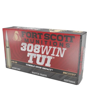 Fort Scott Munitions 308175SCV2 Tumble Upon Impact (TUI) Rifle 308Win 175gr Solid Copper Spun 20 Per Box/10 Case