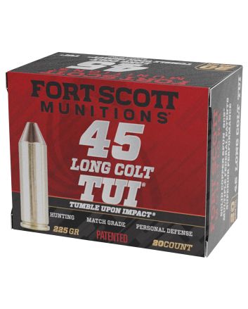Fort Scott Munitions 45LC225SCV Tumble Upon Impact (TUI)45LongColt 225gr Solid Copper Spun 20 Per Box/25 Case