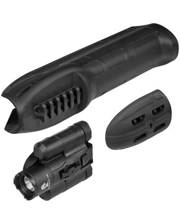 ADAPTIVE TACTICAL AT02900 EX Performance Forend with 300 Lumen Flashlight, Black Polymer, Concealed 2" Picatinny, Fits Remington 870/1100/11-87