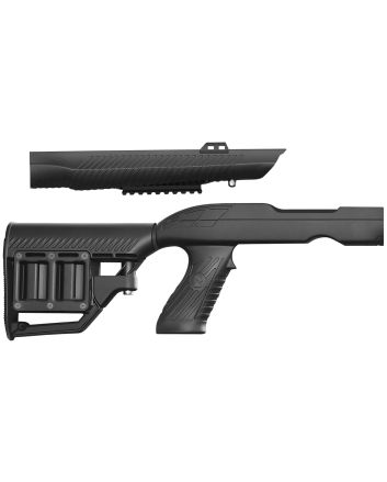 ADAPTIVE TACTICAL AT02020 Tac-Hammer RM4 Black Synthetic, Adjustable Stock with Magazine Compartments, Stowaway Accessory Rail, Fits Ruger 10/22 Takedown (Factory Tapered Barrel)