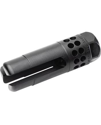 SureFire WARCOMPSPORT7625824 Warcomp Sport Flash Hider 30 Cal (7.62mm NATO) 5/8"-24 tpi, Open Tine 3-Prong, Ported Black Stainless Steel for AR/M4 Platform