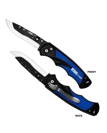 AccuSharp 743C Replaceable Blade Razor3.50" Folding Plain Stainless Steel Blade/Royal Blue Ergonomic Anti-Slip Anodized Aluminum Handle/Includes 2 Replacement Blades/Belt Clip