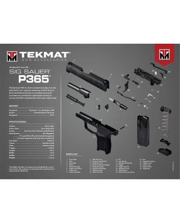 TekMat TEKR20SIGP365Ultra 20 Cleaning Mat Multi-Color Rubber 15"x20" Sig P365 Parts Diagram