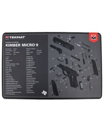 TekMat TEKR17KIMBERMCR9 Kimber Micro 9 Cleaning Mat Black/Gray Rubber 11"x17" Kimber Micro 9 Diagram