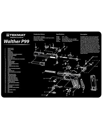 TekMat TEKR17WALP99 Walther P99 Cleaning Mat Black/White Rubber 11"x17" Walther P99 Parts Diagram