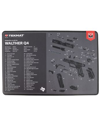 TekMat TEKR17WALQ4SF Walther Q4 SF Cleaning Mat Black/Gray Rubber 11"x17" Walther Q4 Parts Diagram