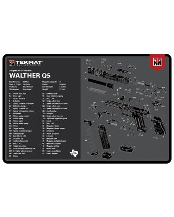 TekMat TEKR17WALQ5SF Walther Q5 SF Cleaning Mat Black/Gray Rubber 11"x17" Walther Q5 Parts Diagram