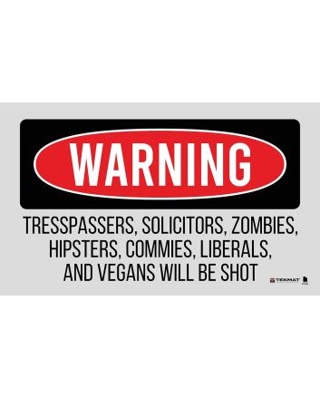 TekMat TEK42TRESPASSERS Trespassers Will Be Shot Door Mat Multi-Color Rubber 25"x42"