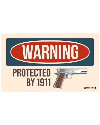 TekMat TEK42WARNING1911 Warning Protected By 1911 Door Mat Multi-Color Rubber 25"x42"