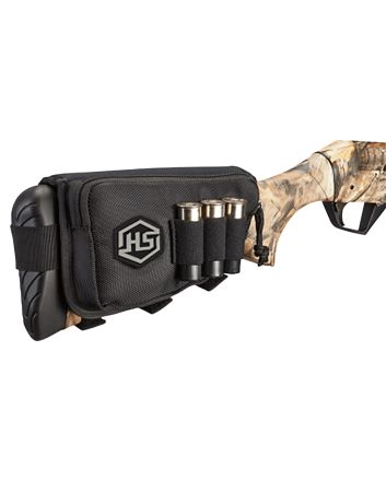 Hunters Specialties 01621 Buttstock Shell HolderW/Pouch Holds 3 Rounds Black Polyester