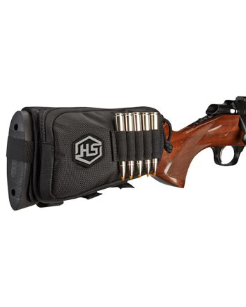Hunters Specialties 01620 Buttstock Shell HolderW/Pouch Holds 5 Cartridges Black Polyester