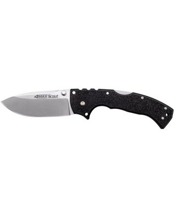 Cold Steel CS62RQZ 4-Max Scout 4" Folding Drop Point Plain Stonewashed/6" Black Griv-Ex Handle Includes Belt Clip