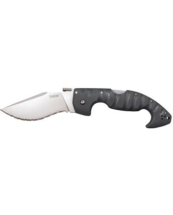 Cold Steel CS21SS Spartan4.50" Folding Clip Point Serrated Satin Griv-Ex Blade/6" Black Contoured Griv-Ex Handle Includes Belt Clip