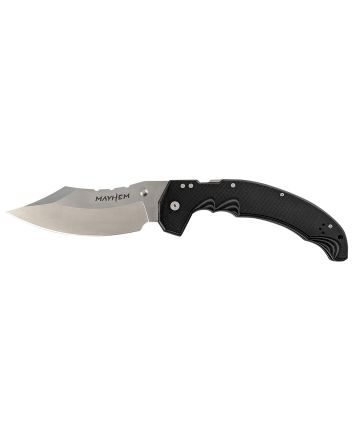 Cold Steel CSFL60DPLM Mayhem6" Folding Clip Point Modified Cleaver Plain Satin AUS-10A SS Blade/7.20" Black Contoured G10 Handle Includes Pocket Clip