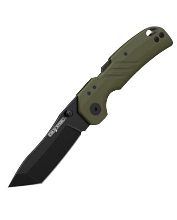 Cold Steel CSFL30DPLTBGZ Engage3" Folding Tanto Plain Black PVD Stonewashed 4116 SS Blade/4.11" OD Green GFN Handle Includes Belt Clip