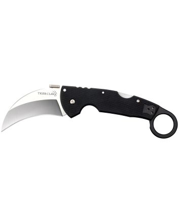 Cold Steel CS22C Tiger Claw3.50" Folding Hawkbill Plain Stonewashed American S35VN Blade/6" Matte Black w/Ring G10 Handle Includes Belt Clip
