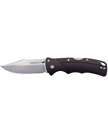 Cold Steel CSFLC3CPSSZ Verdict3" Folding Clip Point Plain Stonewashed 4116 SS Blade/Black GFN Handle Includes Belt Clip