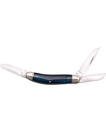 Cold Steel CSFLGSTKMB Gentleman's Stockman 2"/2.10"/2.50" Folding Clip/Sheepsfoot/Spey Plain 8Cr13MoV SS Blade/Dark Blue w/Polished Bolsters Bone Handle