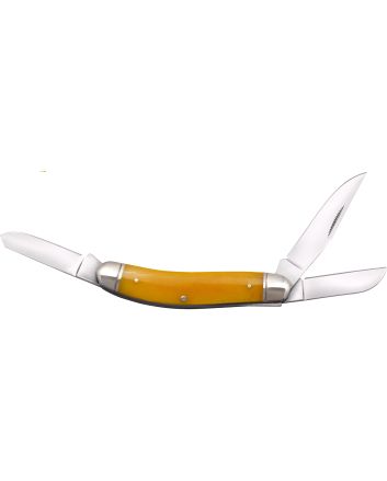 Cold Steel CSFLGSTKMY Gentleman's Stockman 2"/2.10"/2.50" Folding Clip/Sheepsfoot/Spey Plain 8Cr13MoV SS Blade/Yellow w/Polished Bolsters Bone Handle