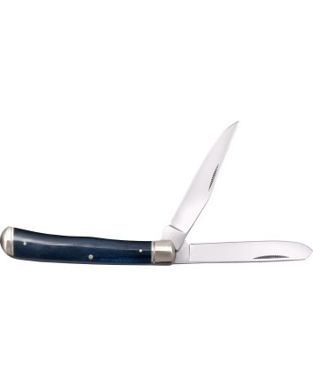 Cold Steel CSFLTRPRB Trapper3" Folding Clip/Spey Plain 8Cr13MoV SS Blade/Dark Bluew/Polished Bolsters Bone Handle