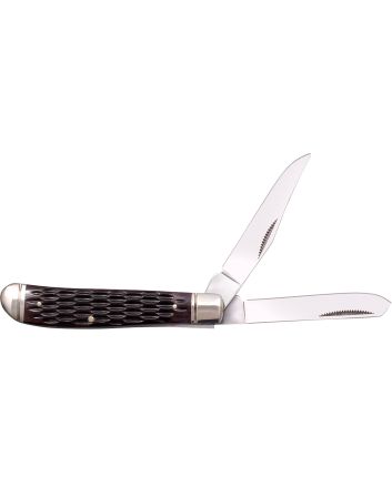 Cold Steel CSFLMTRPRJ TrapperMini 2.60"/2.70" Folding Clip/Spey Plain 3Cr13MoV SS Blade/Brown Jigged w/Polished Bolsters Bone Handle