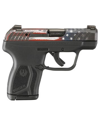 Ruger 13745 LCP MaxCompact 380 ACP 10+1 2.80" Black Oxide Steel Barrel, American Flag Cerakote Serrated Slide, Black Polymer Frame w/Serrated Trigger Guard w/Black Nylon Grips