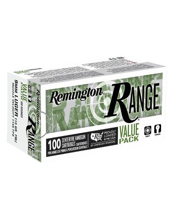 Remington Ammunition R23979 Range Value Pack 9mmLuger 115gr Full Metal Jacket 100 Per Box/5 Case