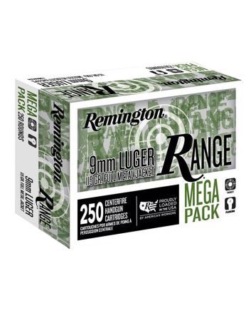 Remington Ammunition R23965 Range Mega Pack 9mmLuger 115gr Full Metal Jacket 250 Per Box/4 Case