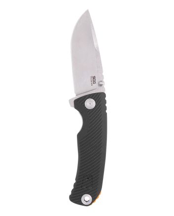 S.O.G SOG11060243 Tellus ATK 3.50" Folding Clip Point Plain Stonewashed Cryo 440C SS Blade/ Black Textured w/Orange Backspacer GRN Handle Includes Belt Clip