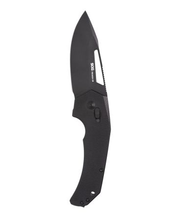 S.O.G SOG12250157 Prohen XR 3.35" Folding Drop Point Plain Black TiNi Cryo D2 Steel Blade, Black Textured G10 Handle