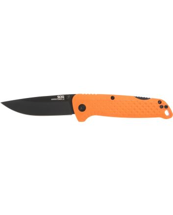 S.O.G SOG13110243 Adventure LB 3.50" Folding Plain Orange Black TiNi 5Cr15MoV Blade, Blaze Orange Textured GRN Handle