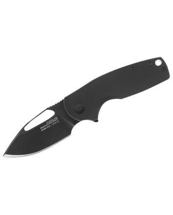 S.O.G SOG14030257 Stout FLK 2.62" Folding Clip Point Plain Black TiNi Cryo D2 Blade, Black Textured G10 Handle