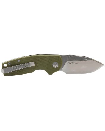 S.O.G SOG16030157 Stout SJ 2.60" Folding Clip Point Plain Stonewashed Cryo D2 Steel Blade/ Olive Drab Textured G10 Handle Includes Belt Clip