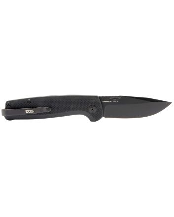 S.O.G SOGTM1005BX Terminus SJ 2.90" Folding Clip Point Plain Stonewashed Cryo D2 Steel Blade/ Blackout G10 Handle Includes Belt Clip
