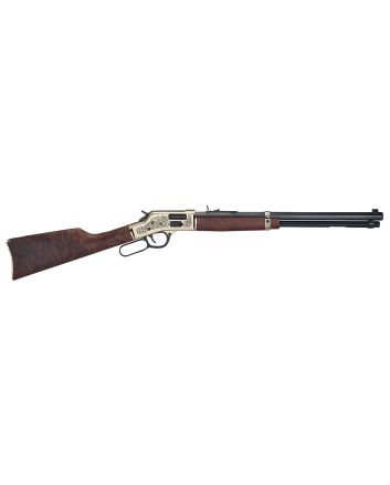 Henry H006GMD Side Gate Deluxe 357 Mag/38 Special 10+1 20" Blued Octagon Barrel, Engraved Polished Brass Rec, Semi-Fancy American Walnut Stock, Adj. Sight