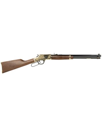 Henry H006GD Side Gate Deluxe 44 Mag/44 Special 10+1 20" Blued Octagon Barrel, Engraved Polished Brass Rec, Semi-Fancy American Walnut Stock, Adj. Sight