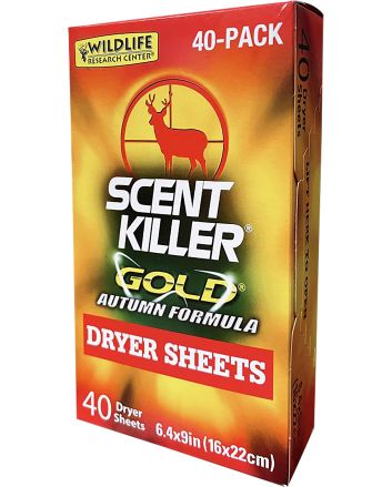 Wildlife Research 1283 Scent Killer Gold Autumn Dryer Sheets Odor Eliminator 40 Pack