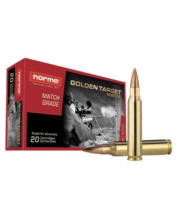 Norma Ammunition 10157692 Dedicated Precision Golden Target Match 223Rem 69gr Boat Tail Hollow Point 20 Per Box/10 Case