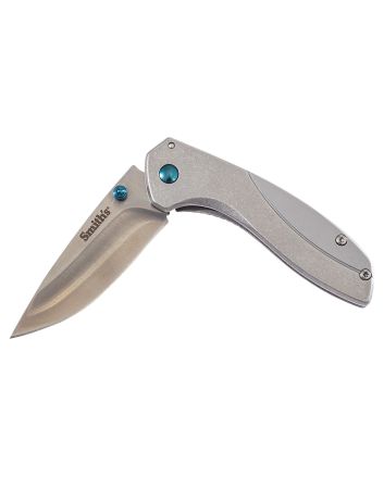Smiths Products 51245 Noesis2.75" Folding Drop Point Plain Satin 400 SS Blade/Bead Blasted Stainless Steel Handle Includes Pocket Clip