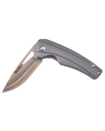 Smiths Products 51246 Istana2.75" Folding Drop Point Plain Satin 400 SS Blade/Gray Anodized Aluminum Handle Includes Pocket Clip
