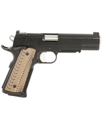 Dan Wesson 01799 Specialist45 ACP 8+1 (2) 5" Match Grade Stainless Barrel, Black, Beavertail Frame with Pic. Rail, Optic Cut Serrated Side, Black/Brown G10 Grip, Night Sights