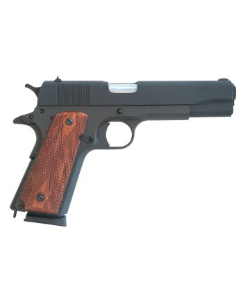 Cimarron 1911 1911.45 ACP 8+1, 5.03" Black Steel Barrel, Black Parkerized Serrated Slide &amp; Frame, Checkered Walnut Grips