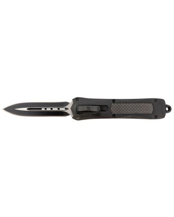 Steel River Knives A163BD Spartan3.50" OTF Dagger Plain Black/Silver 440C SS Blade/ Black w/Carbon Fiber Inlay Aluminum Zinc Alloy Handle