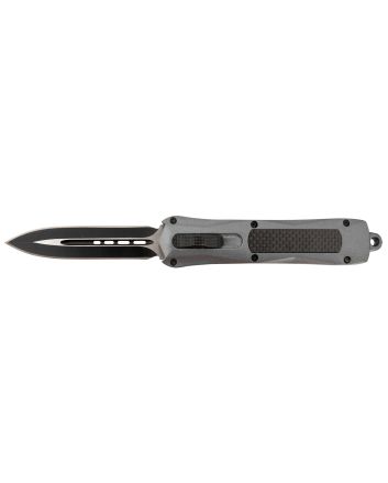 Steel River Knives A163BD Spartan3.50" OTF Dagger Plain Black/Silver 440C SS Blade/ Gray w/Carbon Fiber Inlay Aluminum Zinc Alloy Handle