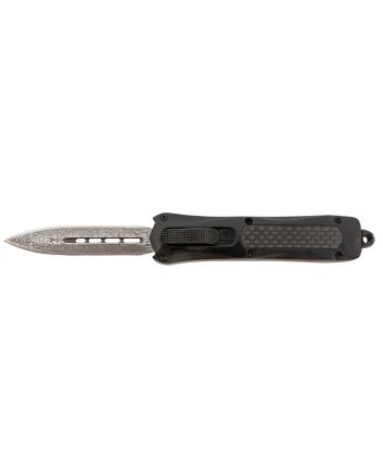 Steel River Knives MA163BDD SpartanMini 2.70" OTF Dagger Plain Damascus 440C SS Blade/ Black w/Carbon Fiber Inlay Aluminum Zinc Alloy Handle