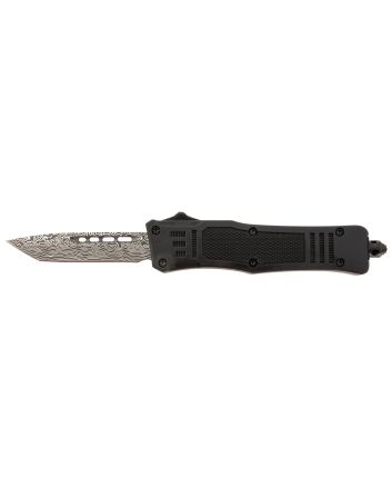 Steel River Knives MT616BDP SpartanMini 2.75" OTF Tanto Plain Laser Etched Damascus 440C SS Blade/4.25" Black Aluminum Zinc Alloy Handle
