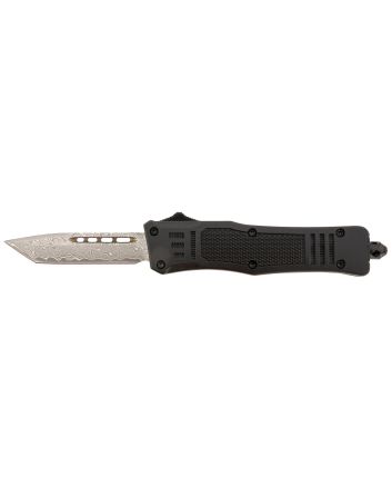 Steel River Knives MT616BRDAMT SpartanMini 2.75" OTF Tanto Plain Real Damascus/4.25" Black Aluminum Zinc Alloy Handle