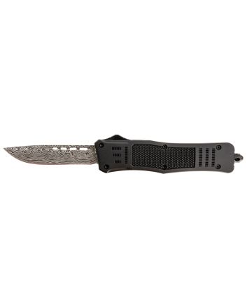 Steel River Knives T618BDDP SpartanMedium 3.25" Drop Point Plain Laser Etched Damascus 440C SS Blade/4.50" Black Aluminum Zinc Alloy Handle
