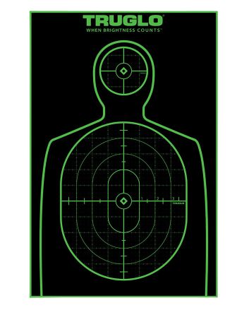 TruGlo TG13A25 Tru-See Handgun Target Self-Adhesive Heavy Paper Black/Green 12"x18" Silhouette 25 Pack